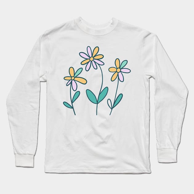 Naive childish flowers Long Sleeve T-Shirt by JakoRila